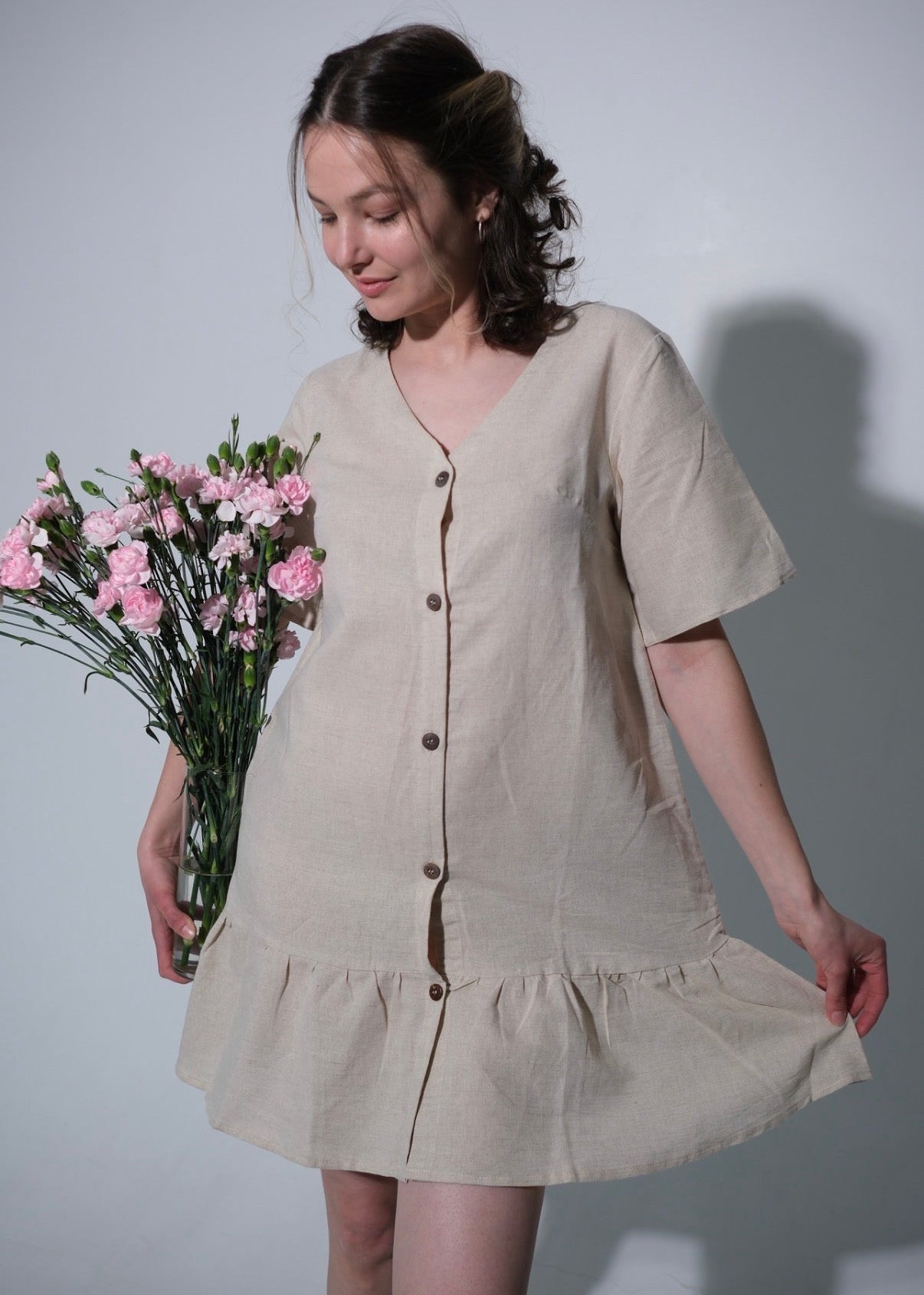 Linen-Cotton Mini Dress – St. Flavia Shop
