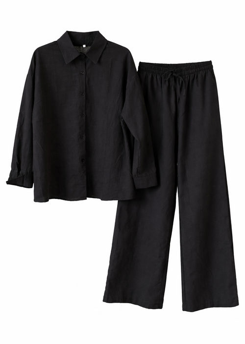 Black shirt and black pants on a white background