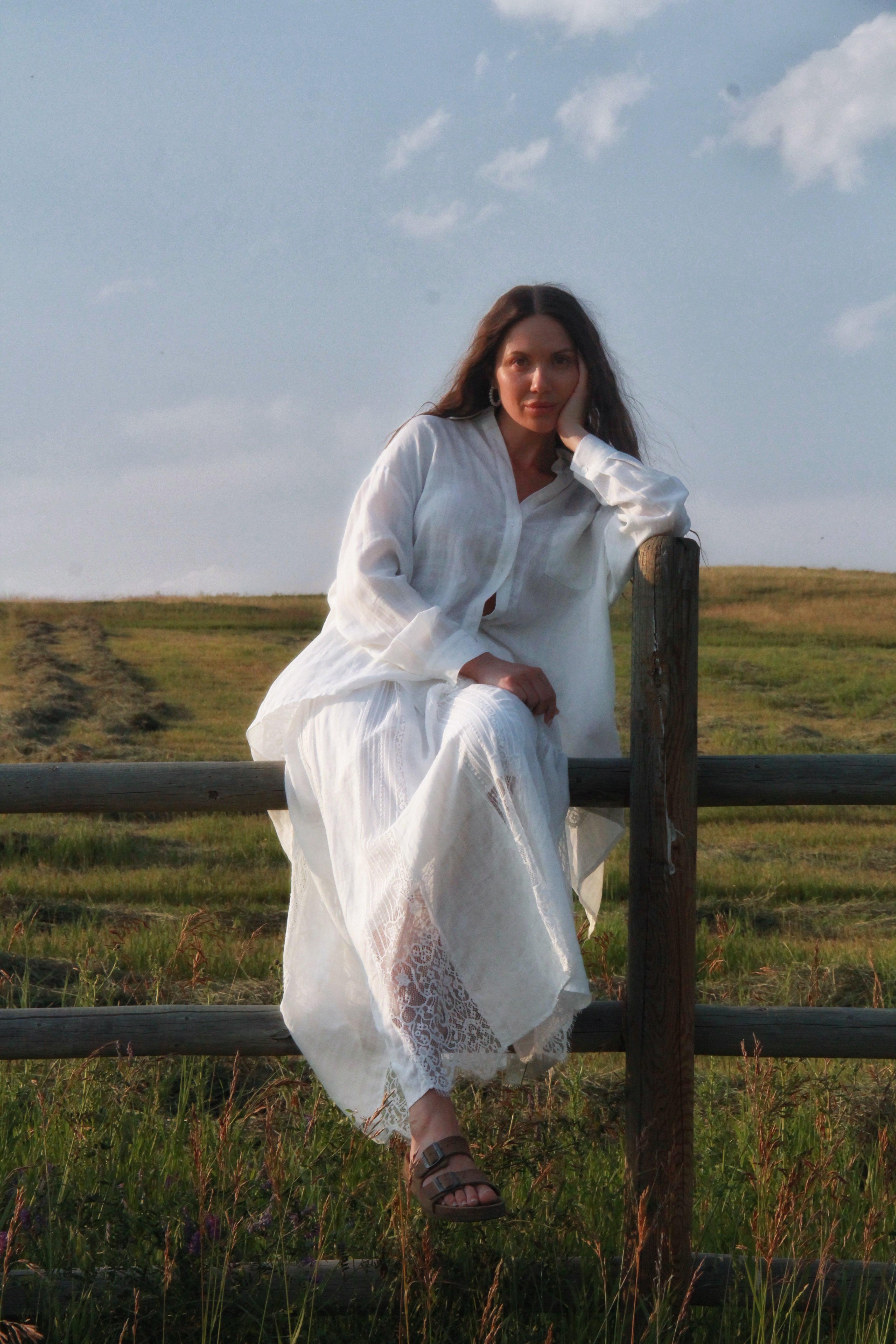 Linen-Lyocell Lace Skirt
