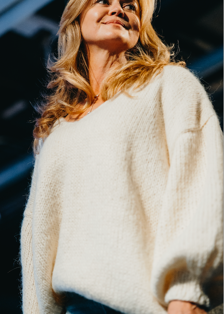 Oversized Chunky Mohair V-Neck Sweater