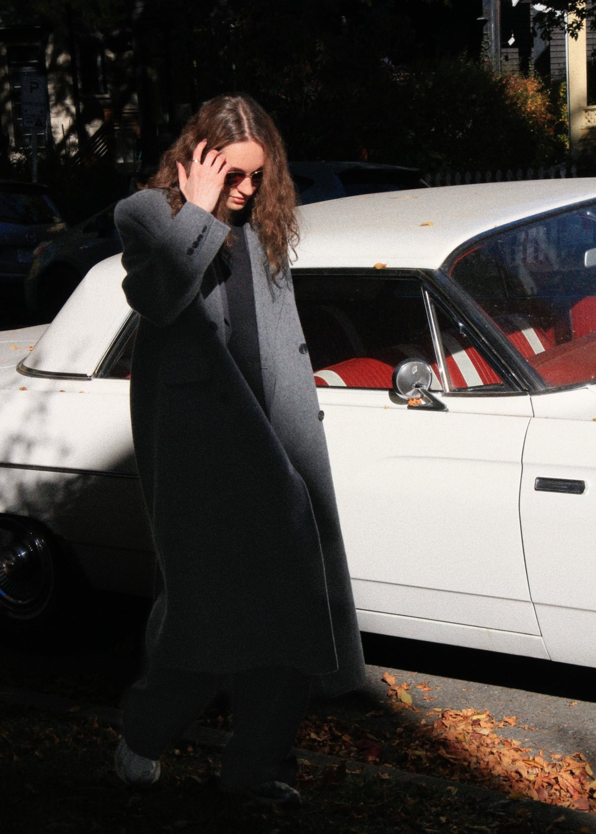 Maxi Wool Double-Breasted Coat in Charcoal Grey