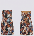 Bandeau top with horse print on a white background