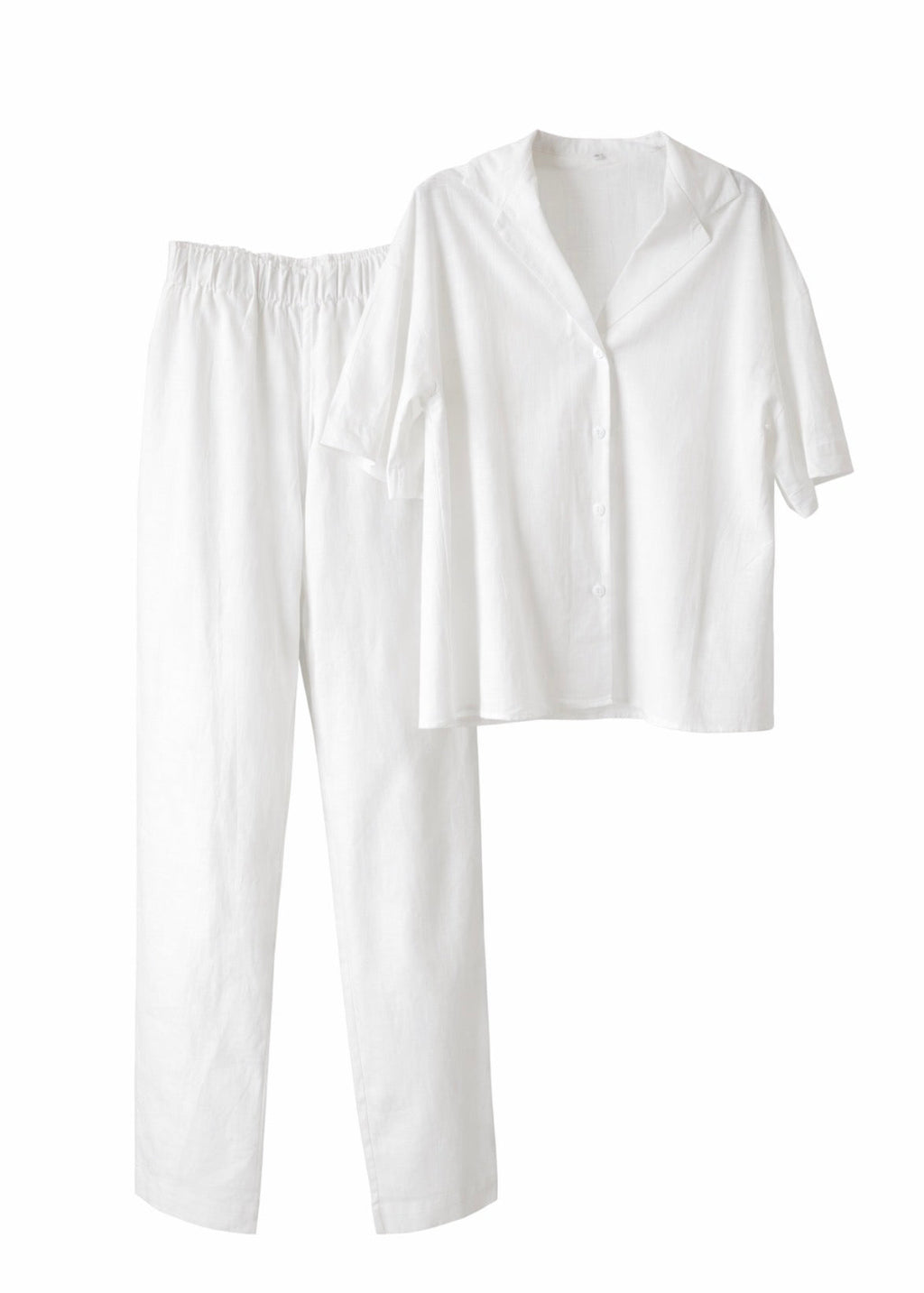 White shirt and pants set on a white background